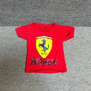 Vintage Toddler Ferrari Race Car Red Cotton Screen Printed T-Shirt